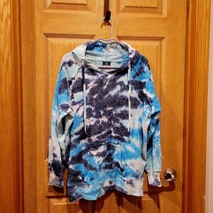 MV Sport Blue and White Tie-Dye Hoodie